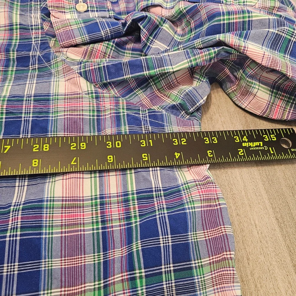 Ralph Lauren Mens 4XB Plaid Button Down Shirt Blue Pink Cotton Stretch Longsleev